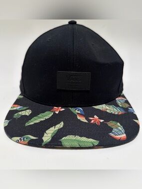 Vans Off The Wall Black Snapback Hat with Tropical Floral Brim